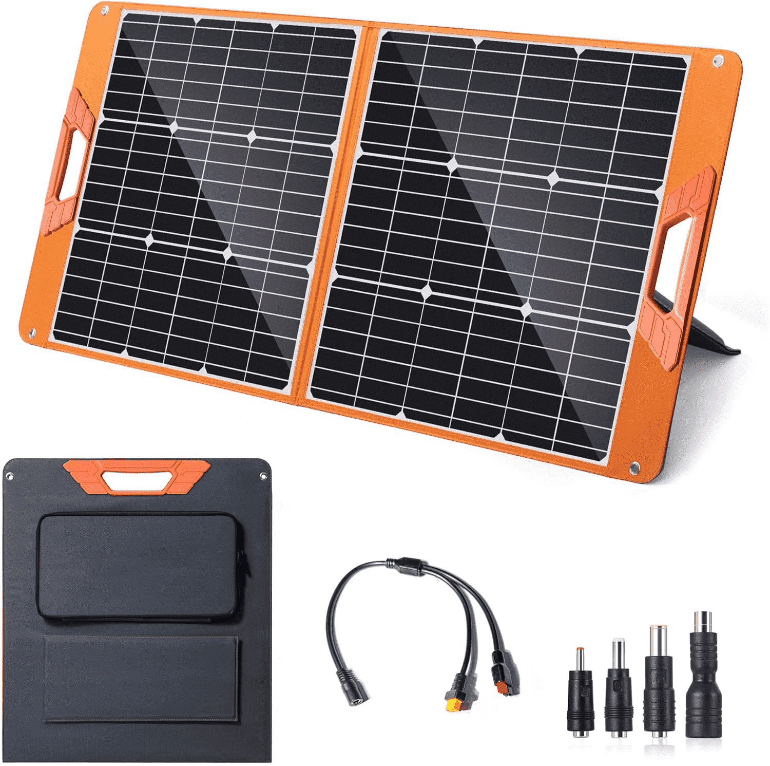 SOLPOWBEN 100W Portable Solar Panel, 24% High-Efficiency Foldable Solar Charger for Power Station Generator, Phones, IP65 Waterproof for Camping RV Off-Grid Emergency