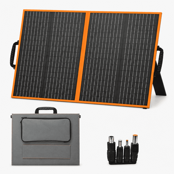SOLPOWBEN 100W Portable Solar Panel, 24% High-Efficiency Foldable Solar Charger for Power Station Generator, Phones, IP65 Waterproof for Camping RV Off-Grid Emergency