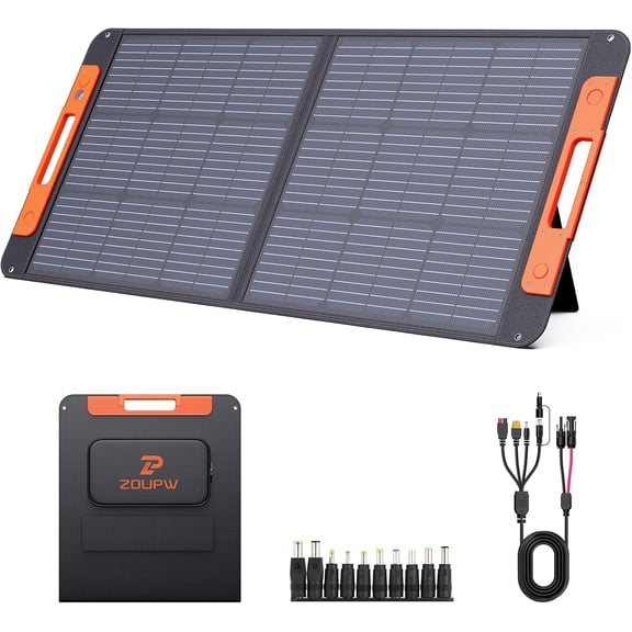 100W Portable Solar Panel with Solar Angle Guide,23.5% Efficiency Foldable Solar Charger for Jackery 300/Ecoflow River/Anker Solix,IP67 Waterproof Offgrid Power for Camping RV Battery Backup