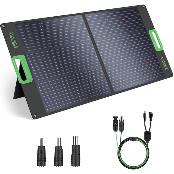 100W Portable Solar Panel for Power Station Generator, 20V Foldable Cell Charger with High-Efficiency Battery Outdoor Camping Van RV Trip