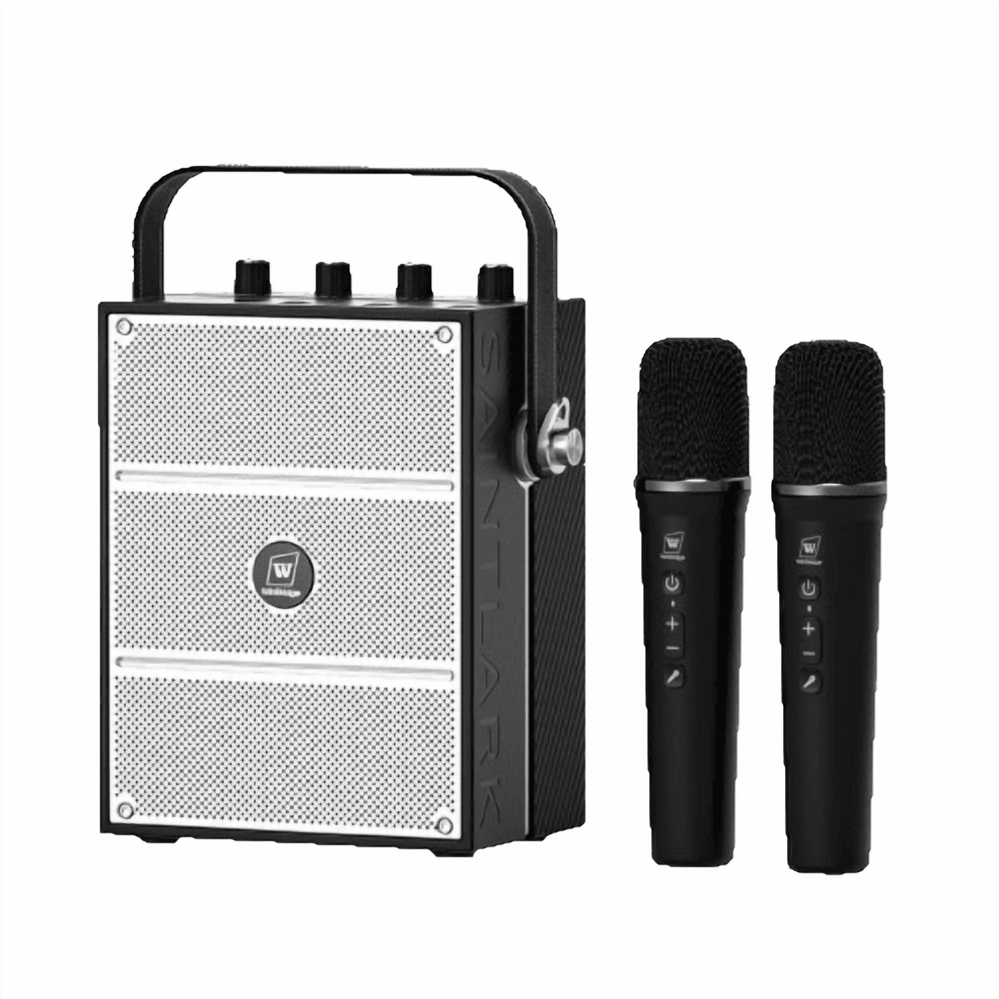 Portable Speaker with 2 Wireless Microphones,100W Powerful Voice Amplifier, Bluetooth Speaker PA System Karaoke Machine Support BT/USB/TF Card/Aux/Guitar S99