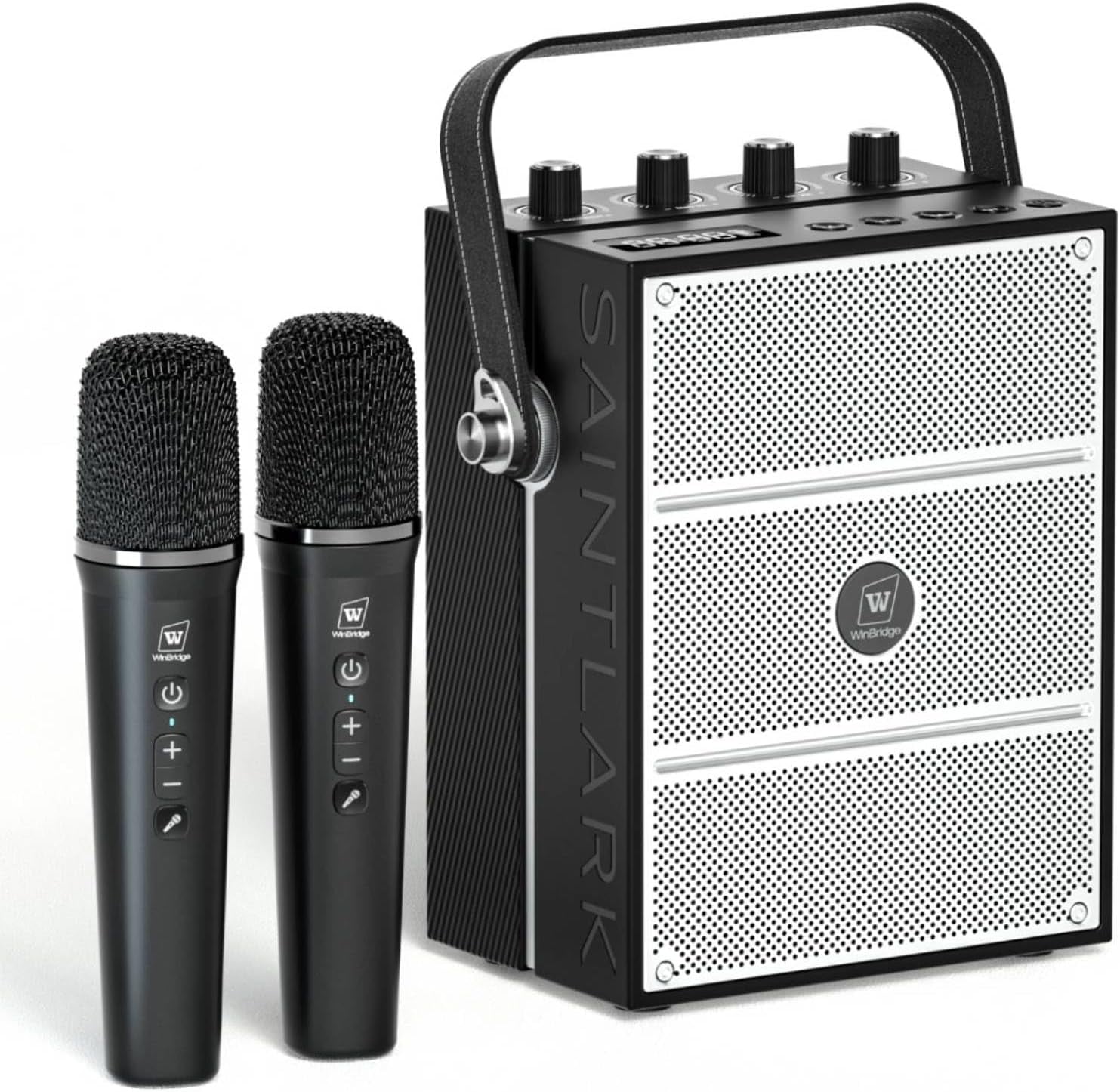 Portable Speaker with 2 Wireless Microphones,100W Powerful Voice Amplifier, Bluetooth Speaker PA System Karaoke Machine Support BT/USB/TF Card/Aux/Guitar S99