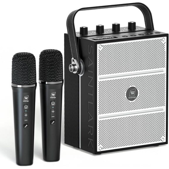HW HAOWORKS Portable PA System & Karaoke Machine with 2 Wireless Mics, 100W Powerful Pro Sound Bluetooth Party Speaker, Support USB/TF/AUX/Guitar for Outdoor/Home Events - S99