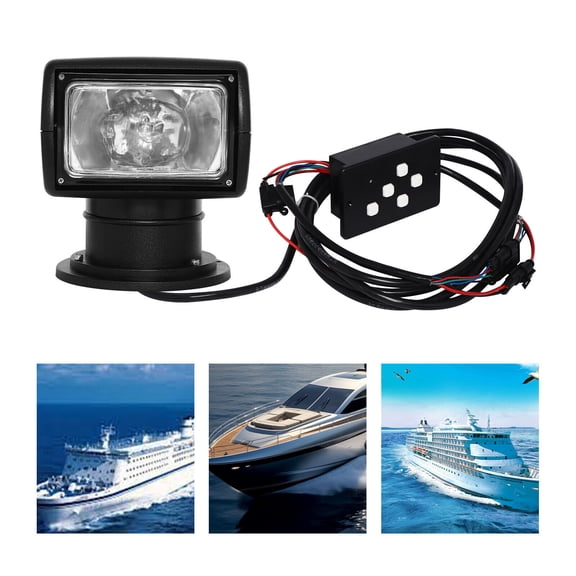 100W Remote Control Spotlights for Boat 100W DC 12V Black ABS Remote Control Searchlight, Boat Spotlight