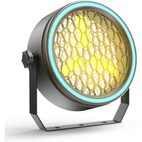 100W Retro DJ Lights, Gold Super Bright COB Par Light Stage Spotlights with Strip, Sound Activated Vintage DMX Uplights Indoor for Events Club Wedding Theater Church Dance Lighting