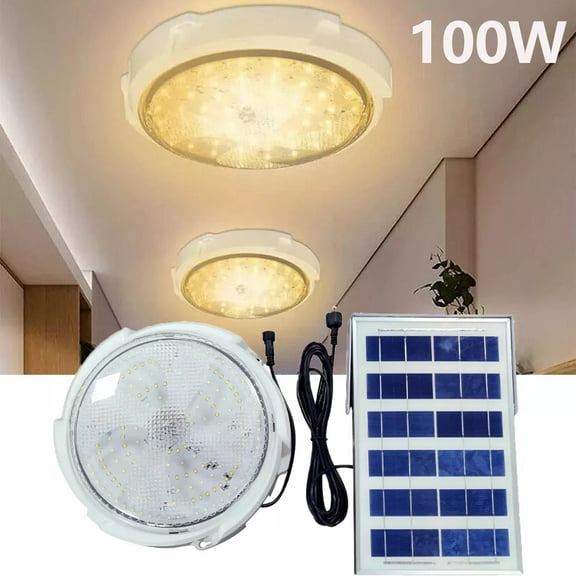 100W Solar Ceiling Pendant Light with Remote Garden Corridor Lamp Outdoor New