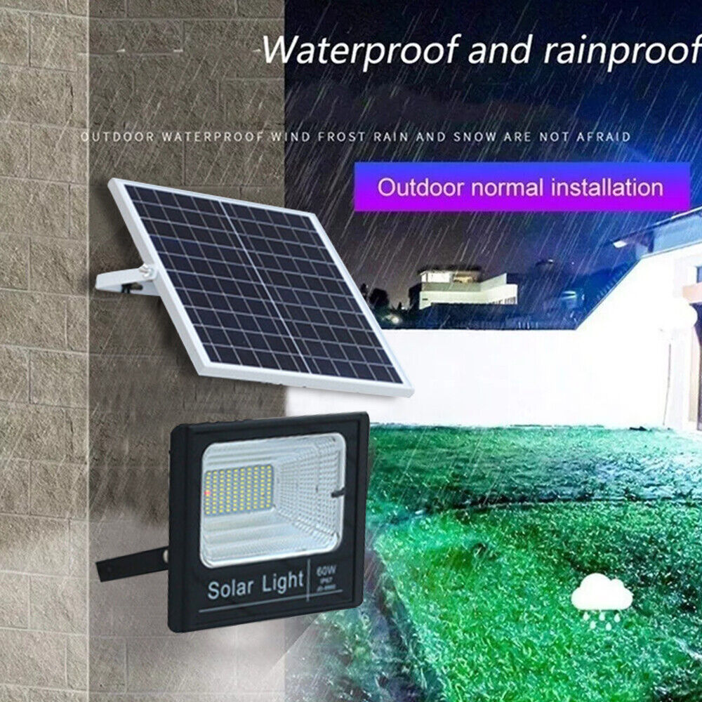 100W Solar LED Lights Floodlight Outdoor Garden Waterproof Lamp w/ Remote