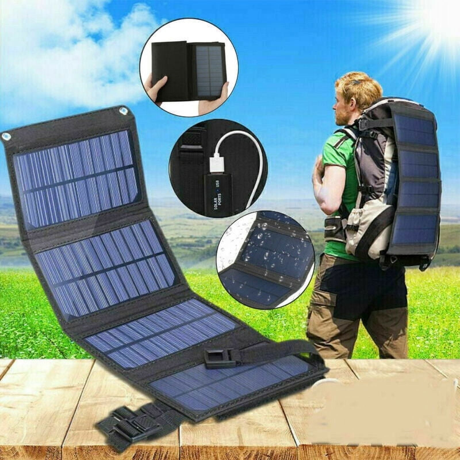 100W Solar Panel, Foldable Solar Panel Battery Charger for Portable Power Station Generator, iPhone, Ipad, Laptop, USB Ports for Outdoor Camping Van RV Trip