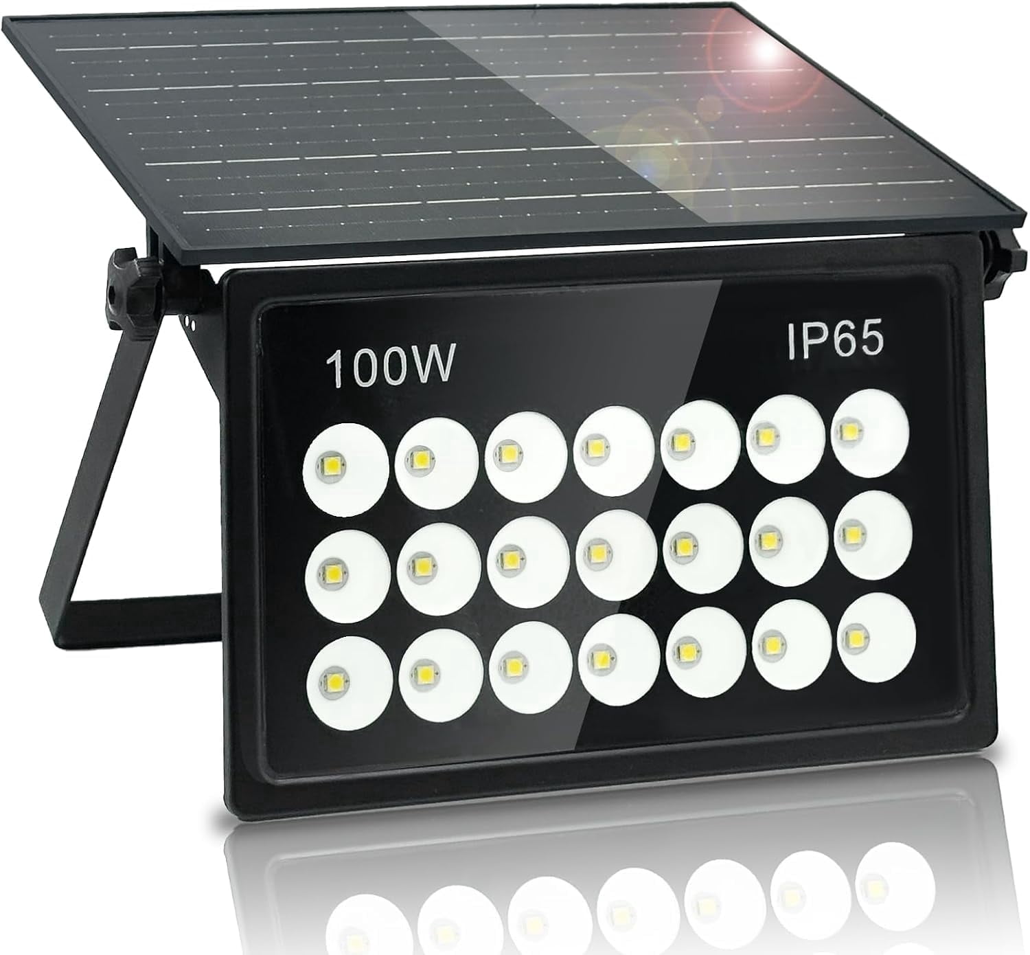 Indmird 100W Solar Powered Security Lights, Solar Lights Outdoor Waterproof, Dusk to Dawn  6500K Cool White, for Porch, Patio, Yard, Garage, Garden