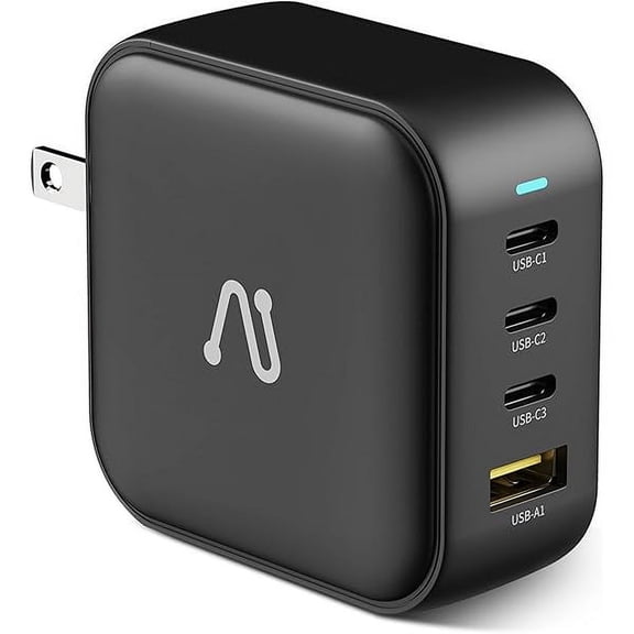 100W USB C Charger, 4-Port GaN PD PPS Fast USB Wall Charger Block, Portable Foldable Multiple Ports Power Adapter for MacBook, Laptop, iPad, iPhone, Samsung, and More-Black