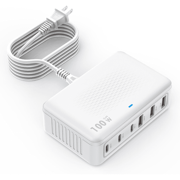 100W USB C Charger Block, 6 Port Type USB C Charging Station USB Hub Block Cube,USB C Wall Charger Power Strip Adapter Plug for iPad iPhone 17 16 15 14 13 12 Pro Max Pixel Note Galaxy, 5ft Cord