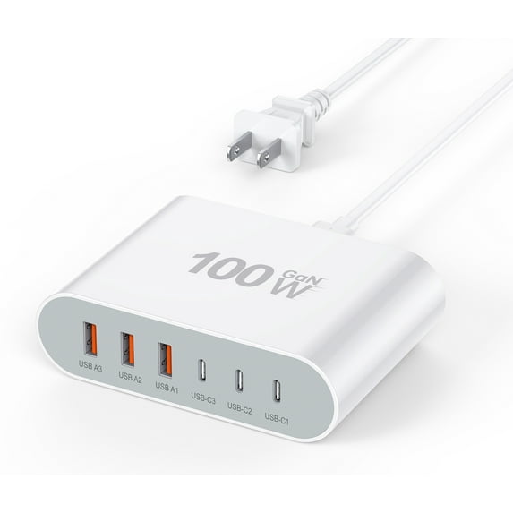 TAOHAI 100W USB C Charger Fast Charger Block,6-Port USB C Charging Station,Portable USB Wall Charger Plug for iPhone 16 15 14 Pro Max Samsung