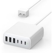 for 100W USB C Fast Charger Block, 6-Port Charging Station for iPhone 16/15/14, iPad Pro/Air, Galaxy, AirPods Pro 2/4, 25W PPS Type C Wall Charger with 5ft Cord