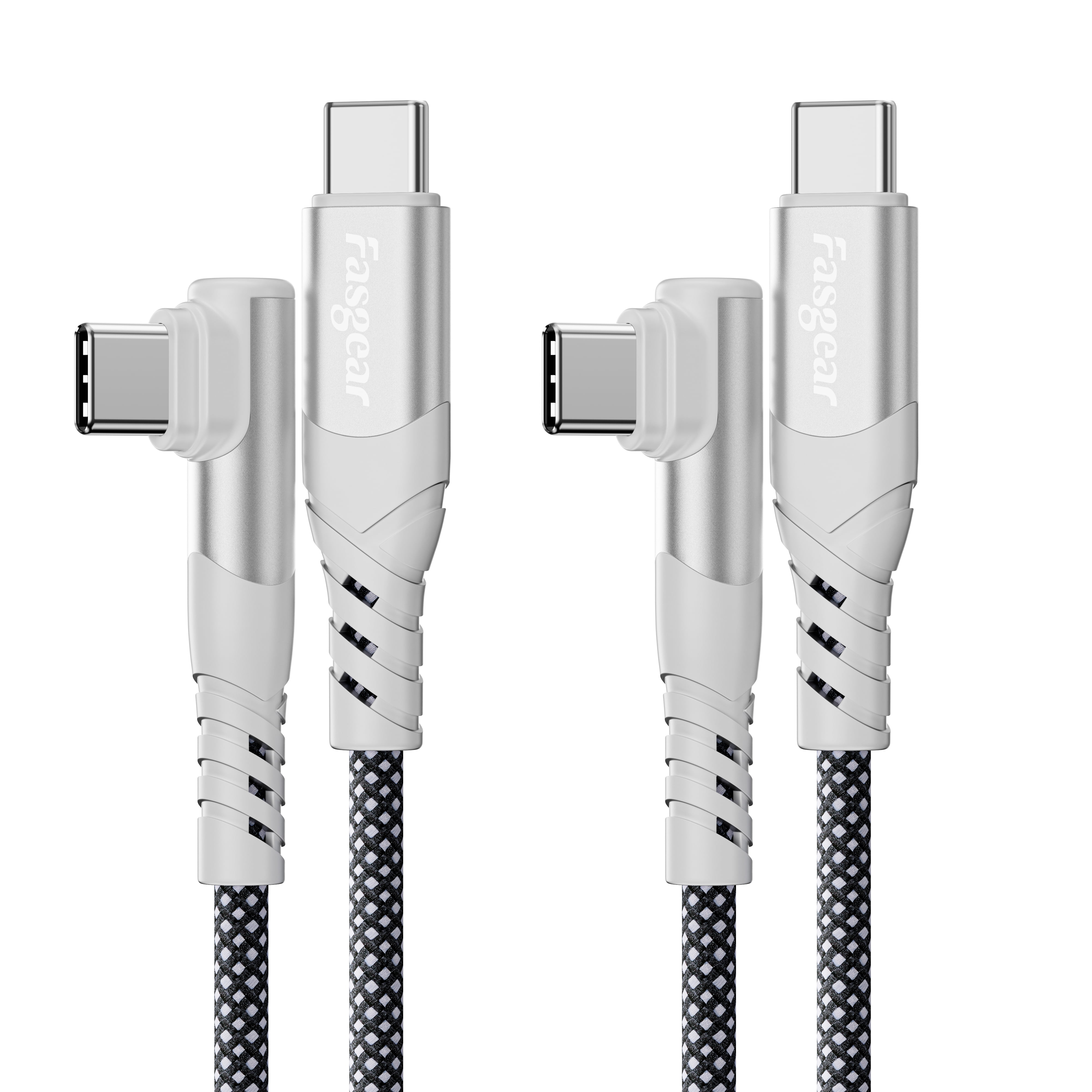 Fasgear Cavo USB-C A USB-C Angolato 90° | 1 Metro 60W PD Ricarica Rapida E Dati 480Mbps | Intrecciato Nylon
