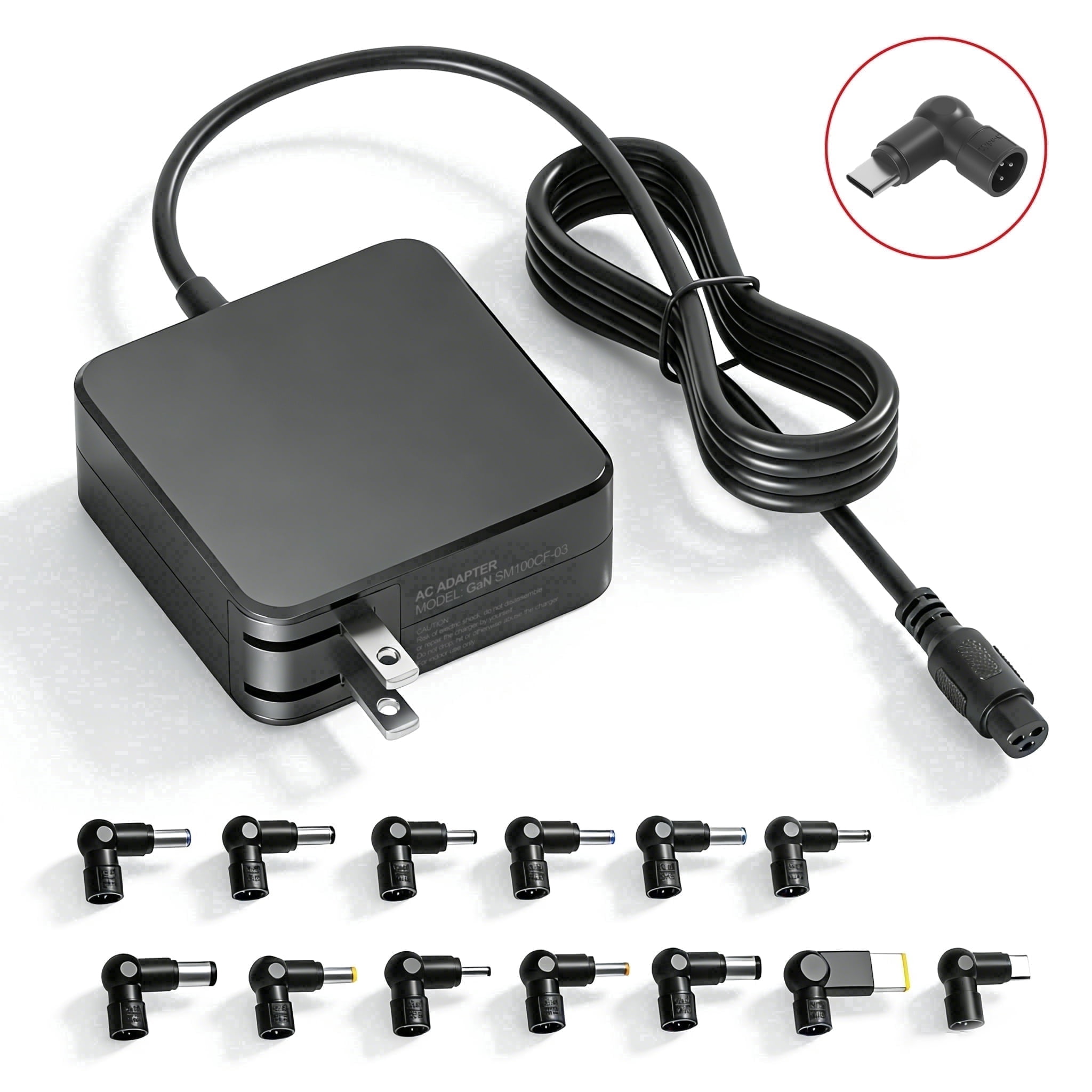 90W 100W USB-C Universal Fast Charger for Asus Vivobook, Acer Samsung Chromebook Laptop, Dell Toshiba IBM Lenovo ThinkPad, HP Spectre   X360 Type C Computer, AC Adapter Power Cord with 13 Tips