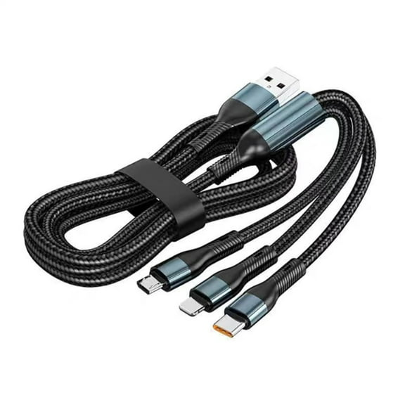 100W Universal Charging Cable - 3-in-1 Connector, Fast Charging/Data Transfer, for All Devices