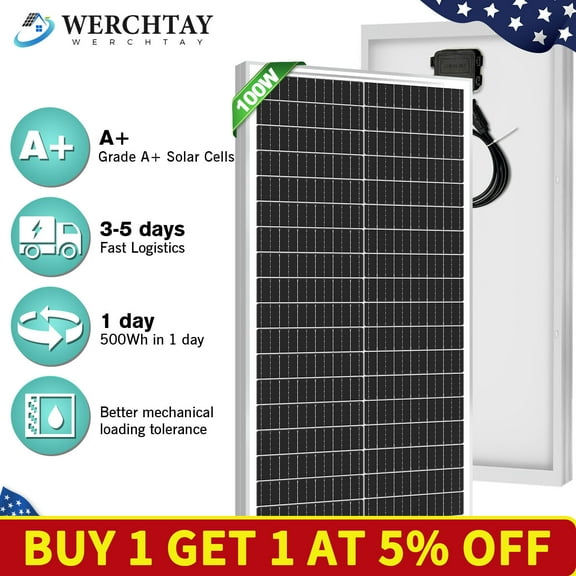 100W Watt 12v Monocrystalline Solar Panel RV Camping Home Off Grid Caravan Boat