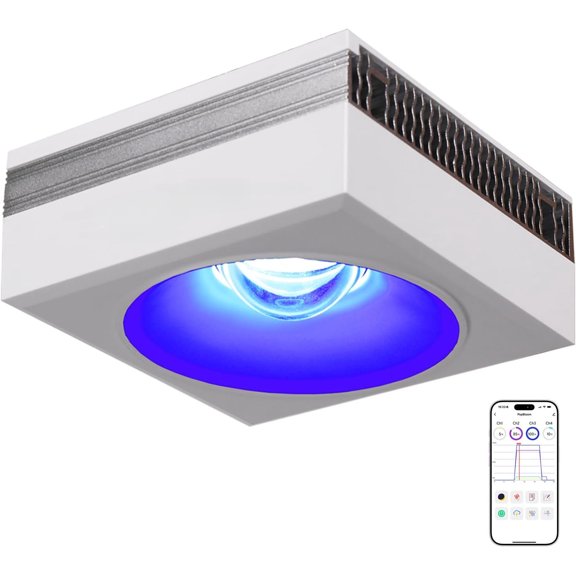 100W WiFi Reef LED Light for SPS & LPS Corals Enhanced Violet & Blue Spectrum, APP Fully Programmable Marine Aquarium Lighting for Saltwater Tanks