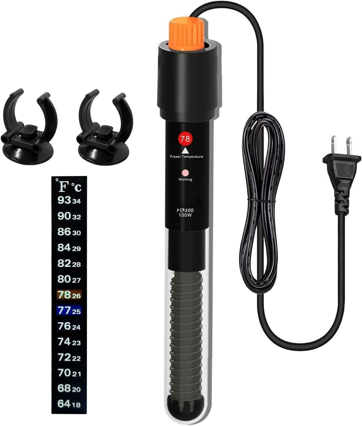 100Watt Aquarium Heater for 10-20 Gallon Fish Tank, Adjustable ...