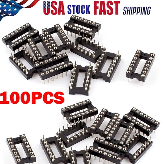 100X 14Pin DIP SIP Round IC Sockets Adaptor Solder Type Gold Plated Machined USA