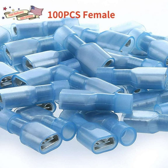 100X 16-14AWG Female Spade Connector Thick Nylon Electrical Wire Crimp Terminals
