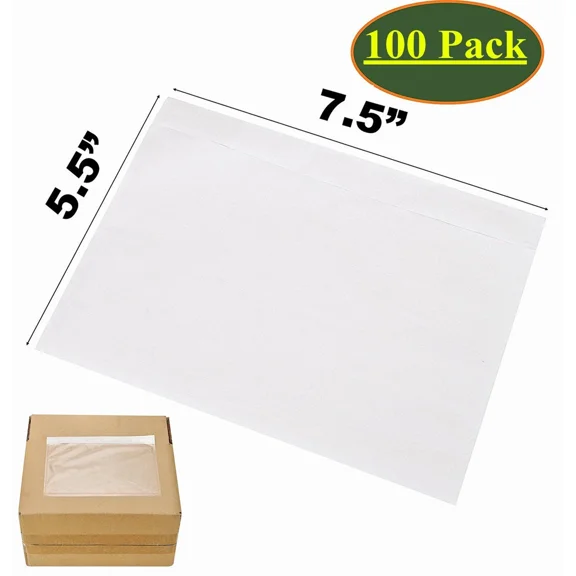 100X 7.5 X 5.5 Clear Packing List Pouches Shipping Label Envelopes Self Adhesive