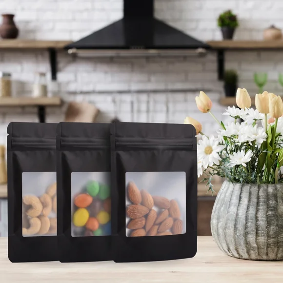 100X Mylar Bags 3.5G | Sealable Smell-Proof Food Storage | 4 X 6 Inches Black