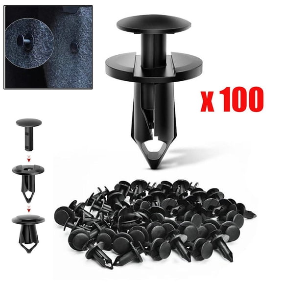 100X Plastic Fastener Clips Mixed Fairing Body Trim Panel Plug Kit Parts Black