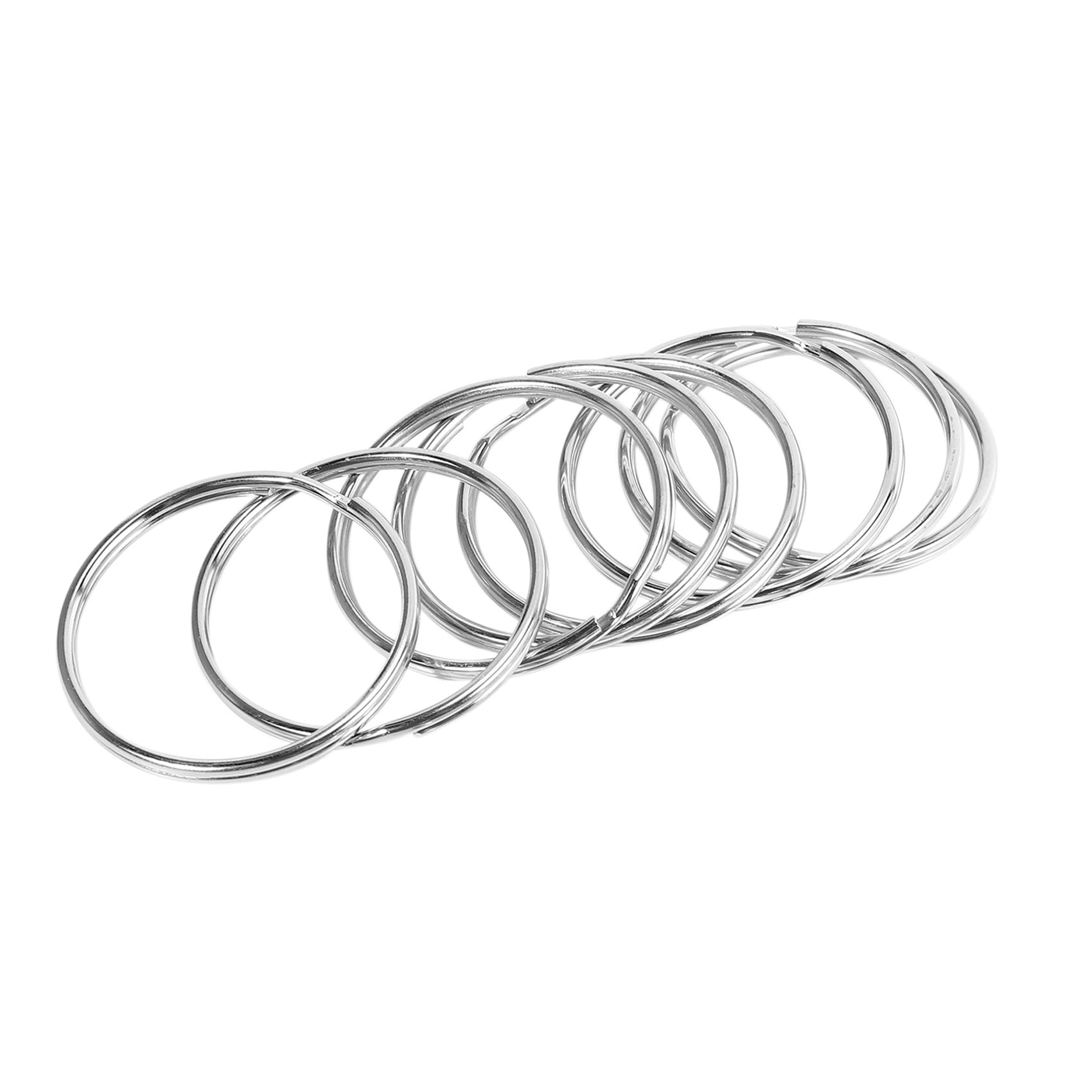 100X Quality 50mm Keyring Split Ring Set Heavy Duty Nickel Key Loop Sprung Hoop