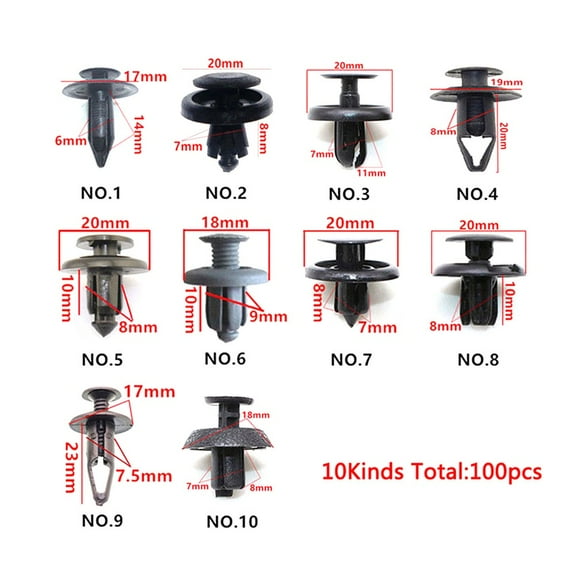 100X Trunk Screw Rivets Set Car Bumper for Auto Plastic Fastener Clips