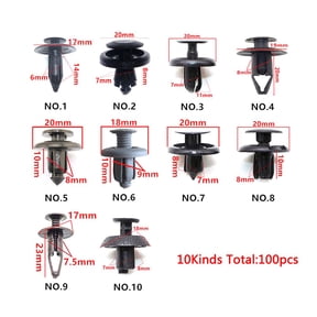 100X Trunk Screw Rivets Set Car Bumper for Auto Plastic Fastener Clips