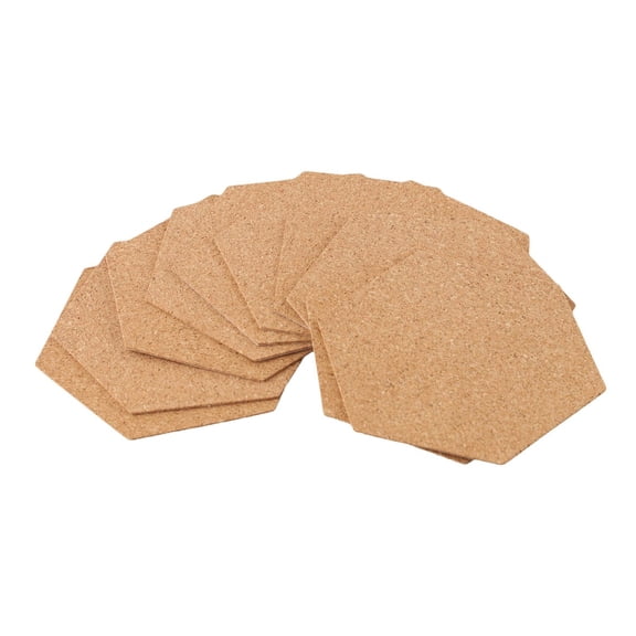 100X85X1Mm Hexagon Coasters Cork Cup Mat Pad Backed Wood 10Pcs YIWEI
