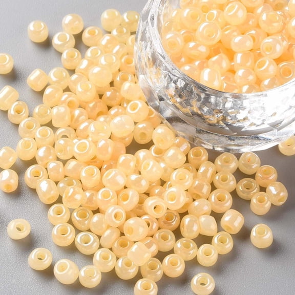 100bags (Repacking Service Available) Glass Seed Beads Ceylon Round Lemon Chiffon 6/0 4mm Hole: 1.5mm about 12g/bag
