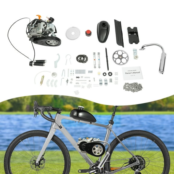 100cc 4-Stroke Bicycle Engine Kit, 3HP Gas Motorized Bike Conversion Kit with 3600RPM Max Speed, OHV Single Cylinder Air-Cooled Motor, 56mm Bore, Complete Set with 44T Chain