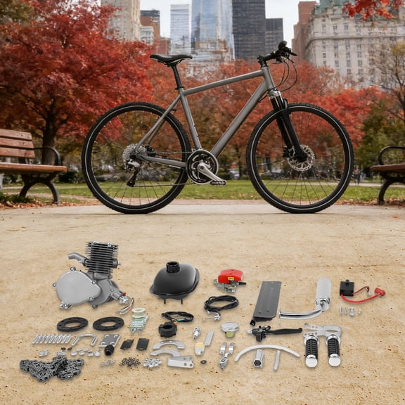100cc Motorized Bicycle Kit 2 Stroke Gas Engine, Powerful Bike Motor Conversion Kit with 28 MPH Max Speed & 440 lbs Weight Capacity, Complete Petrol Engine Set for Mountain Bike, Beach Bike