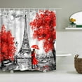 thumbnail image 1 of 100cm*180cm Paris Love Shower Curtain Polyester 3D Printed Eiffel Tower Couple Red Umbrella Curtain Shower Curtain Free Punch, 1 of 6