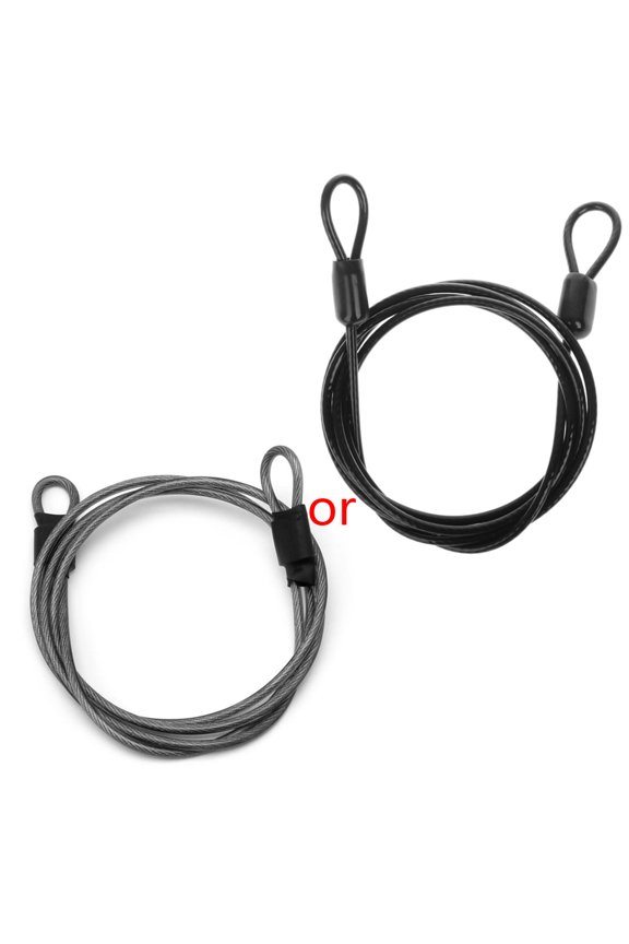 100cm/3.3ft 2mm Dia Outdoor Travel Security Cable Lock Safety Cable Lightweight Luggage Lock Cable Wire Rope Double Loop