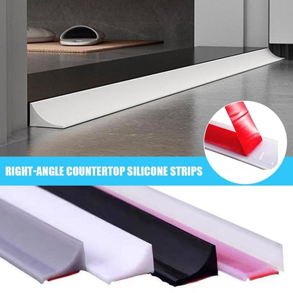 100cm Black Silicone Water Retaining Strip, Self-Adhesive Countertop Dam Shower Barrier for Bathroom Sink
