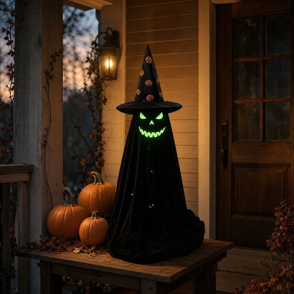 100cm Glow-in-the-Dark Halloween Ghost Ornament, Decorative Spooky Hanging Light for Patio & Party Atmosphere