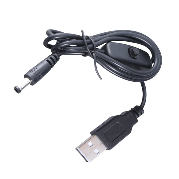 100cm Length USB Male to DC5521 Power Cord Charging Wire Line with Easy Access Switching Button 5V 3A Compatible