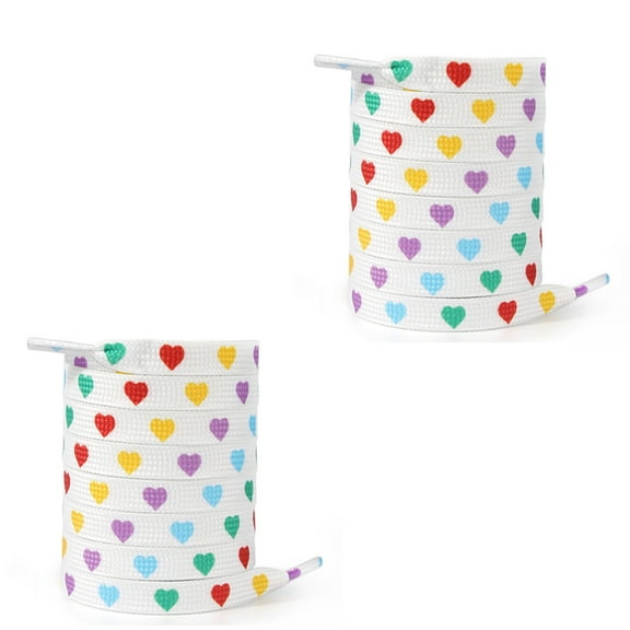100cm Long Heart Prints Shoelaces 9mm Flat Shoelace for Adult Teen Polyester Shoe Laces Shoelace for Sneakers Trainers