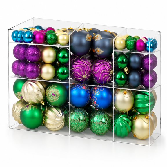 100colorfulmas Ornaments Peacock Tree Shatterproof Decorations Shiny And Glitter Hanging Balls Baubles Set For Party/home Decor/g