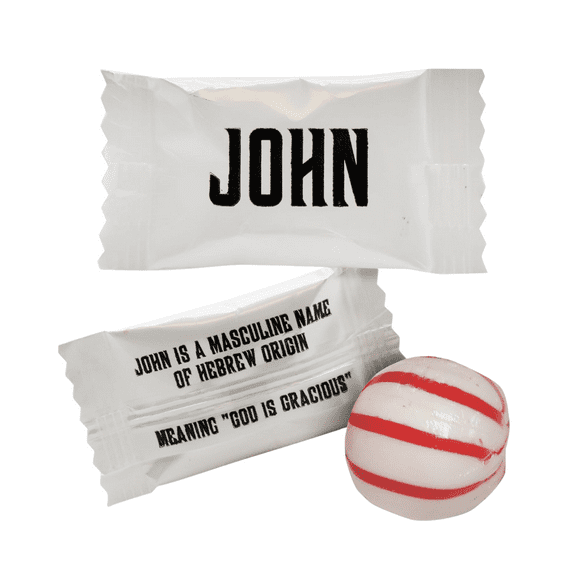 100count JOHN Personalized Name Peppermints Individually Wrapped for Birthday, Weddings, & Parties