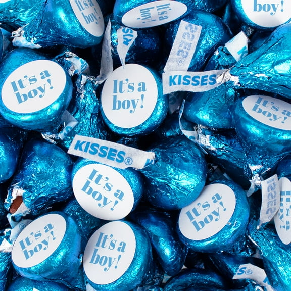 85 pcs It's a Boy Baby Shower Candy Blue Kisses Milk Chocolate (13.6oz Bag, Approx. 85 pcs) - No Assembly Required