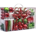 100ct Joyful Red Green White Christmas Ball Ornaments, Shatterproof