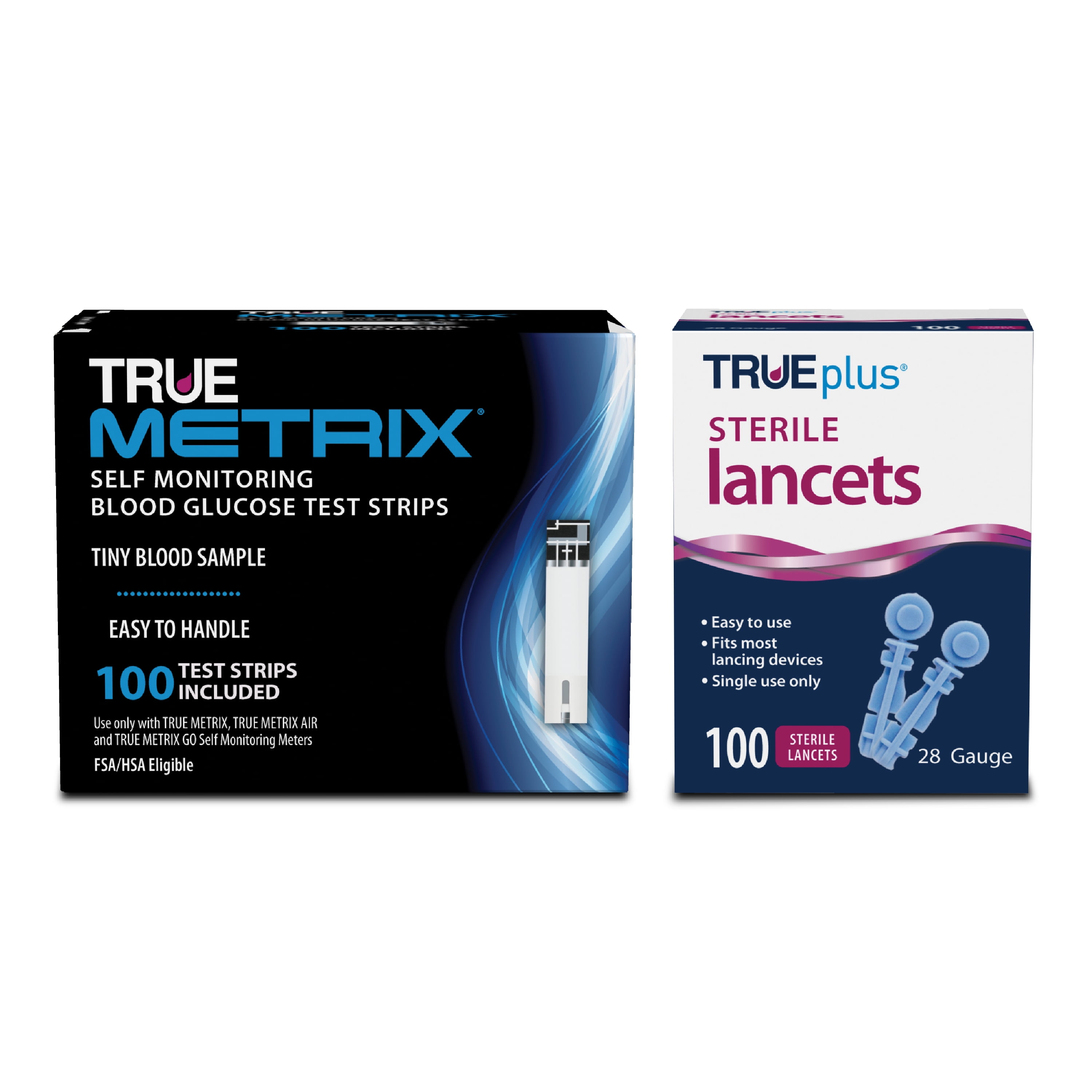 100ct TRUE METRIX Test Strips + 100ct TRUEplus 30g Lancets