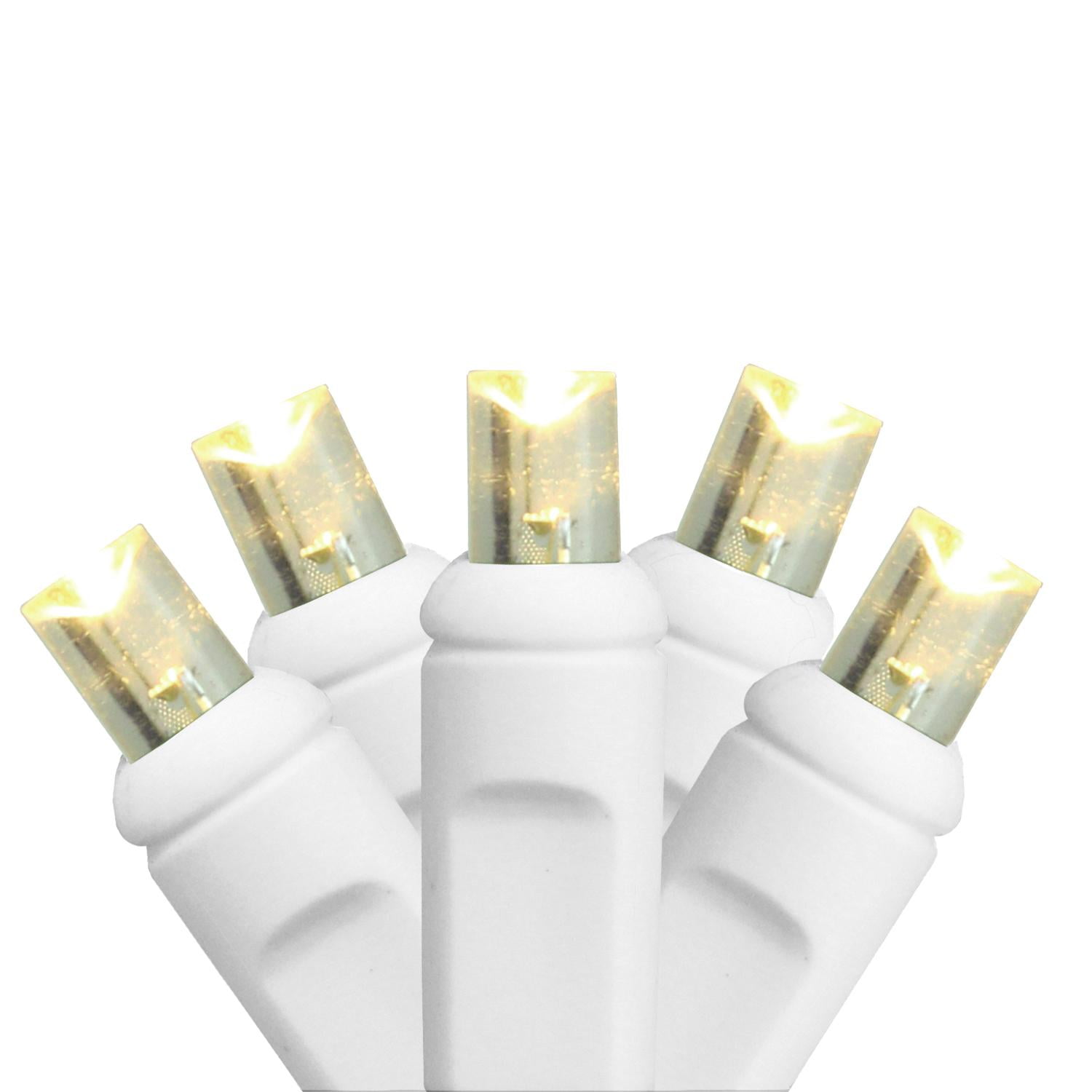 100ct Warm White LED Wide Angle Christmas Light Set For Light Curtain White Wire