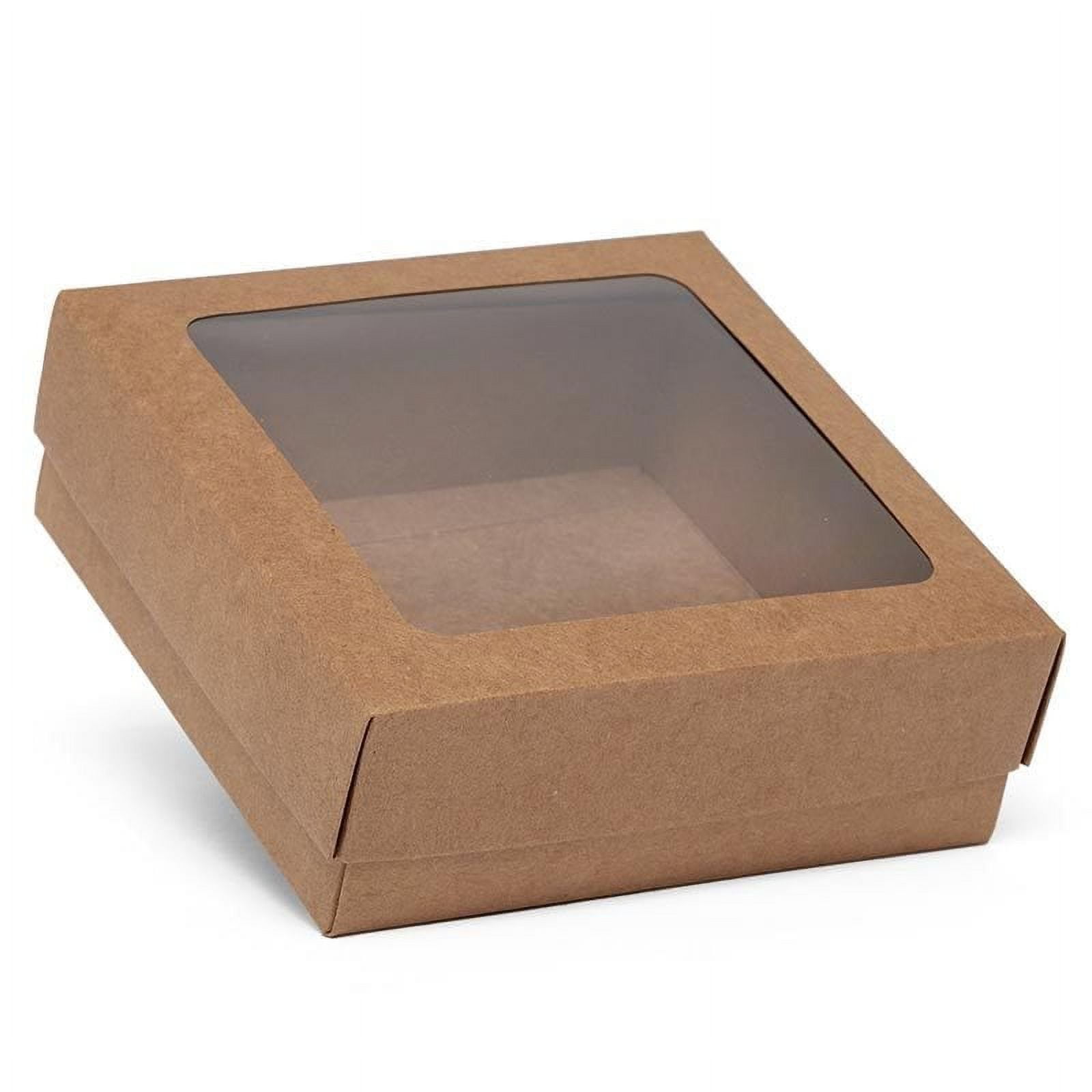 100ea - 4 X 4 X 1-3/4 Kraft Square Window Cookie Box by