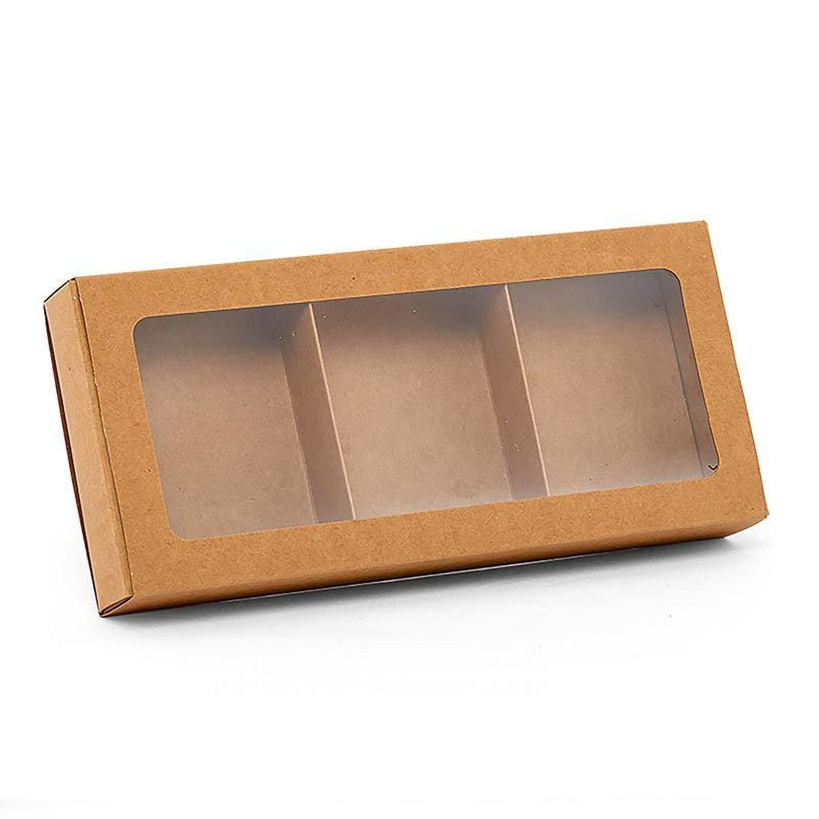 Uxcell 4x3x1 Paper Soap Box with Window Homemade Soap Boxes Leaf  Presents Packaging Boxes, Brown 30 Pack