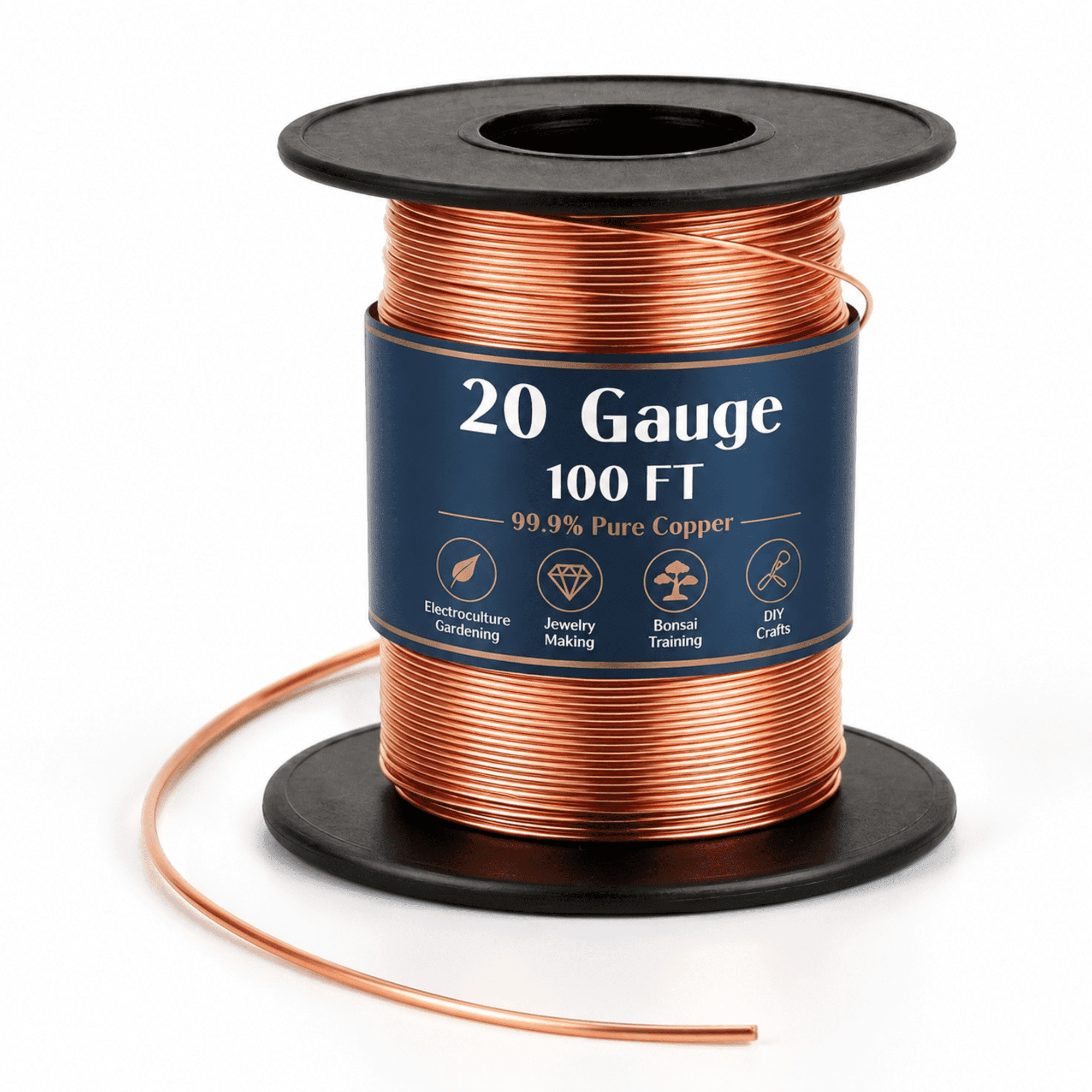 100ft 20-Gauge Pure Copper Wire, Bare Flexible Wire Spool for ...